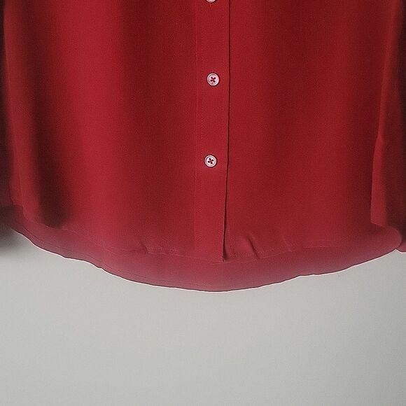 NWT Equipment S Burgundy Silk Button Modest Long Sleeve Office Shirt Top Blouse - Picture 9 of 14